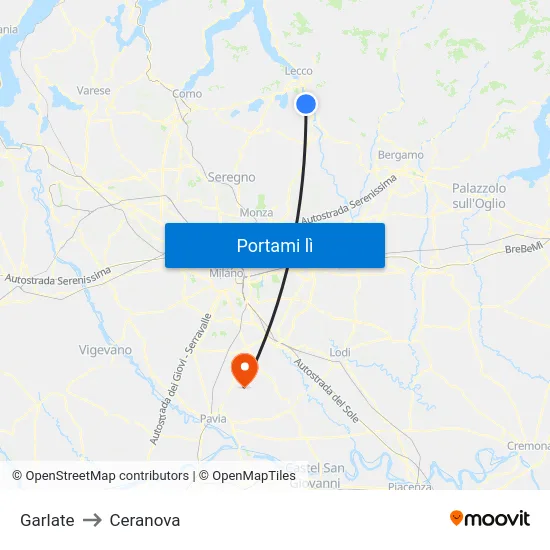 Garlate to Ceranova map