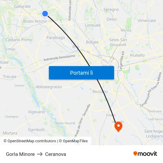 Gorla Minore to Ceranova map