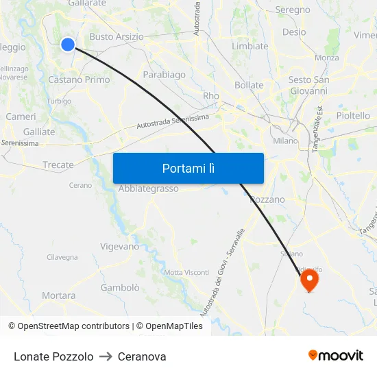Lonate Pozzolo to Ceranova map