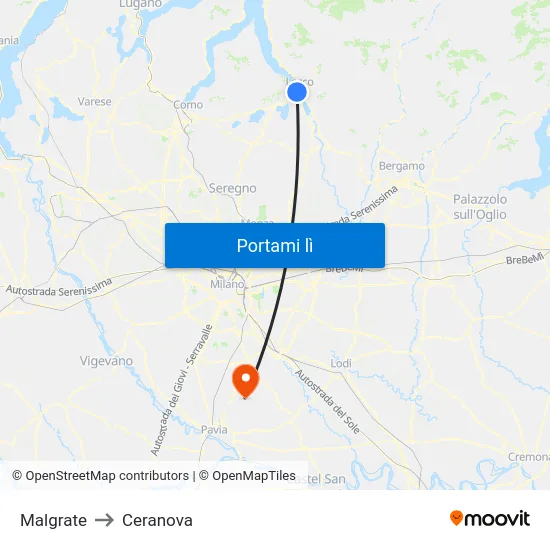 Malgrate to Ceranova map