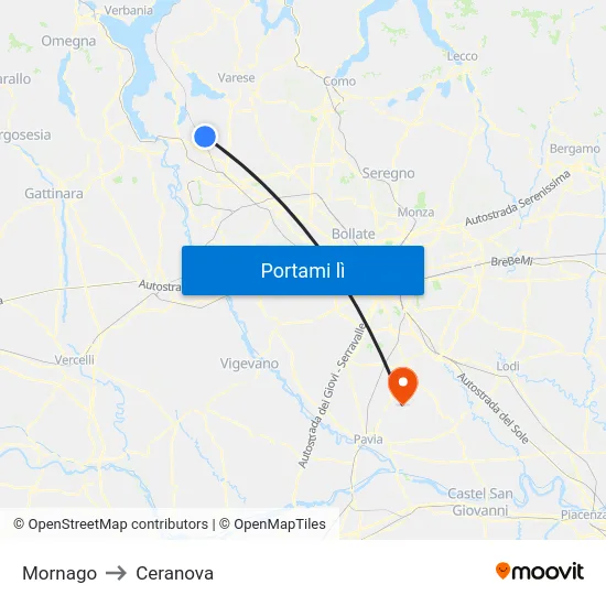 Mornago to Ceranova map