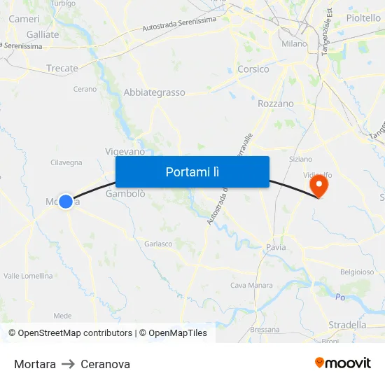 Mortara to Ceranova map