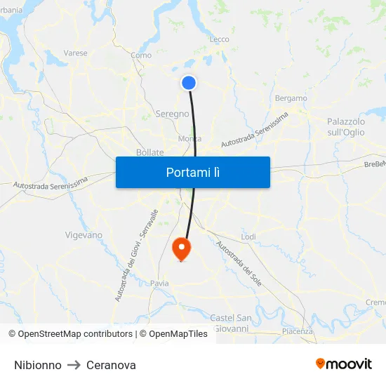Nibionno to Ceranova map