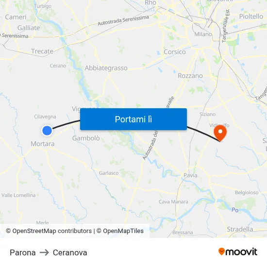 Parona to Ceranova map