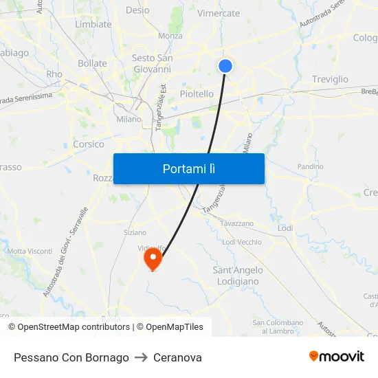 Pessano Con Bornago to Ceranova map