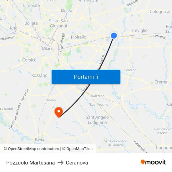 Pozzuolo Martesana to Ceranova map