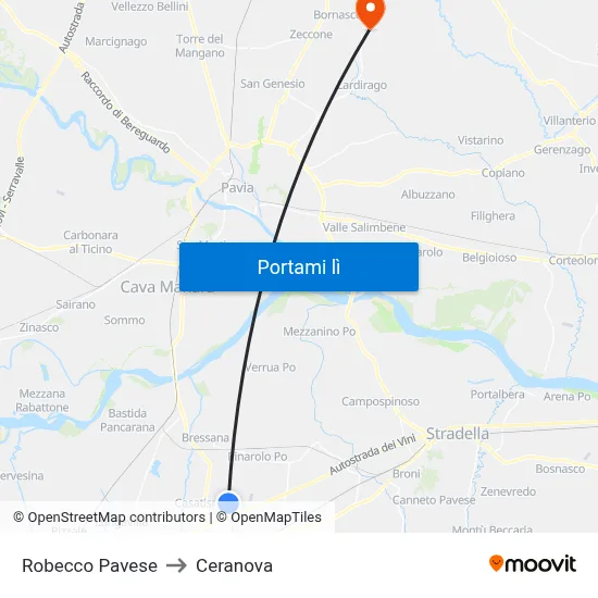 Robecco Pavese to Ceranova map