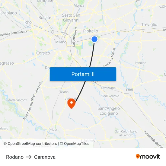 Rodano to Ceranova map