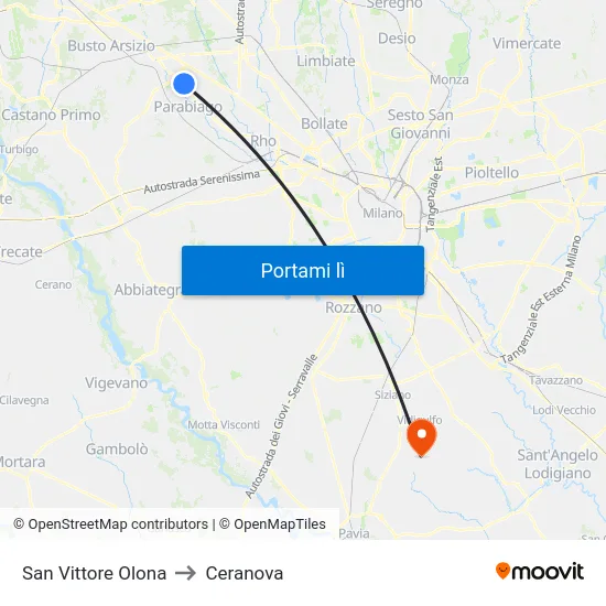 San Vittore Olona to Ceranova map