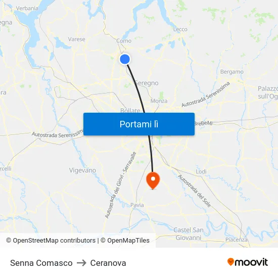 Senna Comasco to Ceranova map
