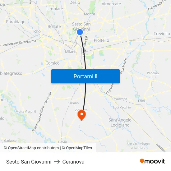 Sesto San Giovanni to Ceranova map
