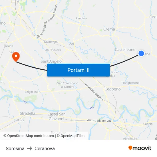 Soresina to Ceranova map