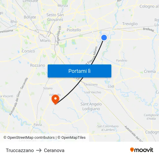 Truccazzano to Ceranova map