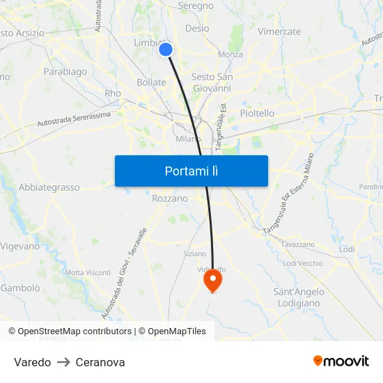 Varedo to Ceranova map