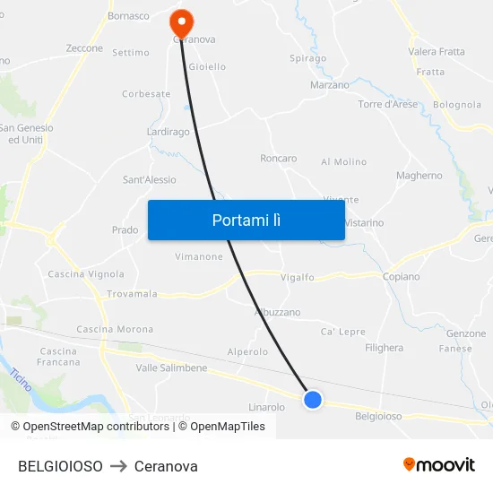 BELGIOIOSO to Ceranova map