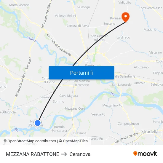 MEZZANA RABATTONE to Ceranova map