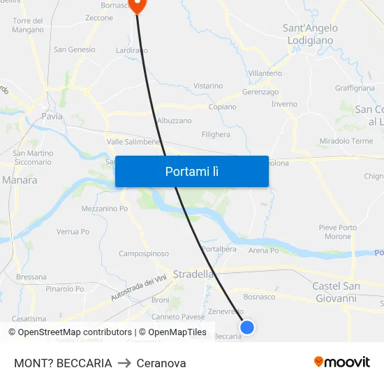 MONT? BECCARIA to Ceranova map