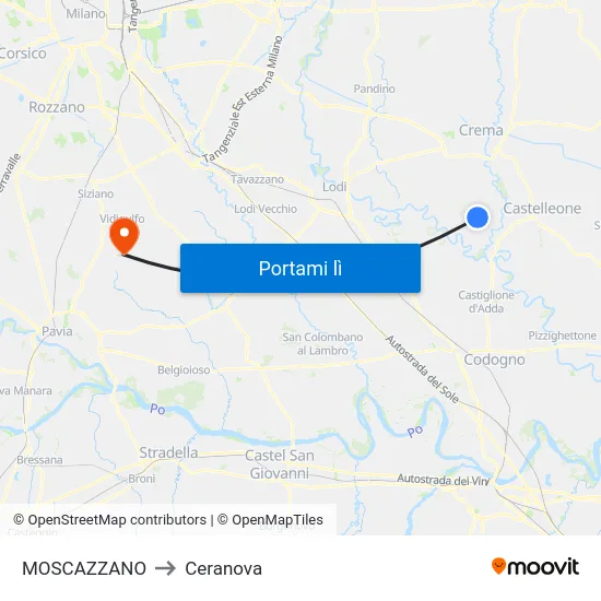 MOSCAZZANO to Ceranova map