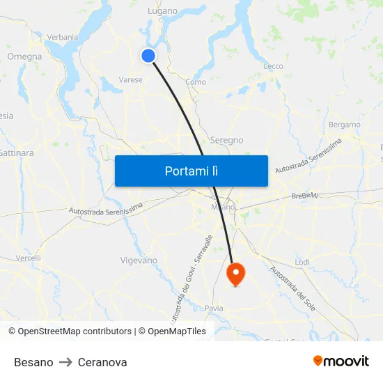 Besano to Ceranova map