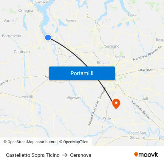 Castelletto Sopra Ticino to Ceranova map