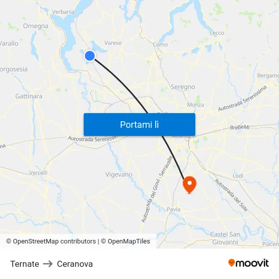 Ternate to Ceranova map