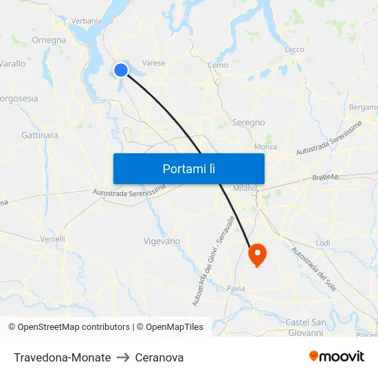 Travedona-Monate to Ceranova map