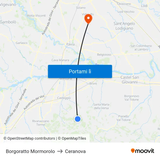 Borgoratto Mormorolo to Ceranova map