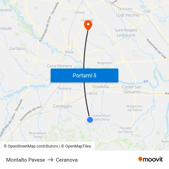 Montalto Pavese to Ceranova map