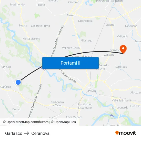 Garlasco to Ceranova map