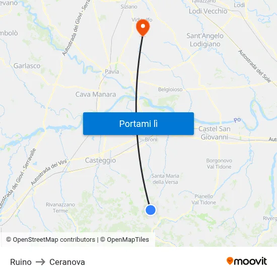 Ruino to Ceranova map