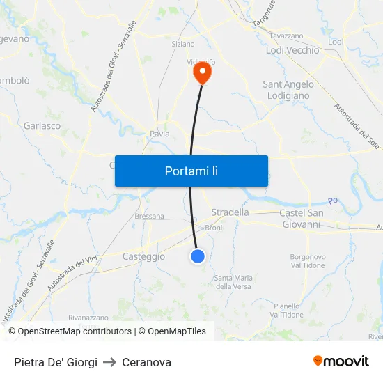 Pietra De' Giorgi to Ceranova map