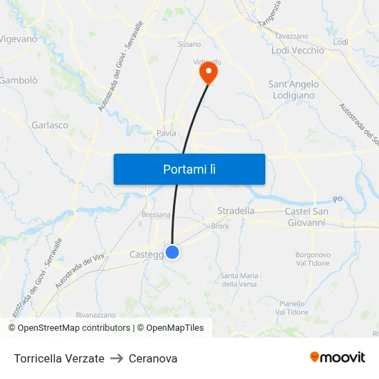 Torricella Verzate to Ceranova map