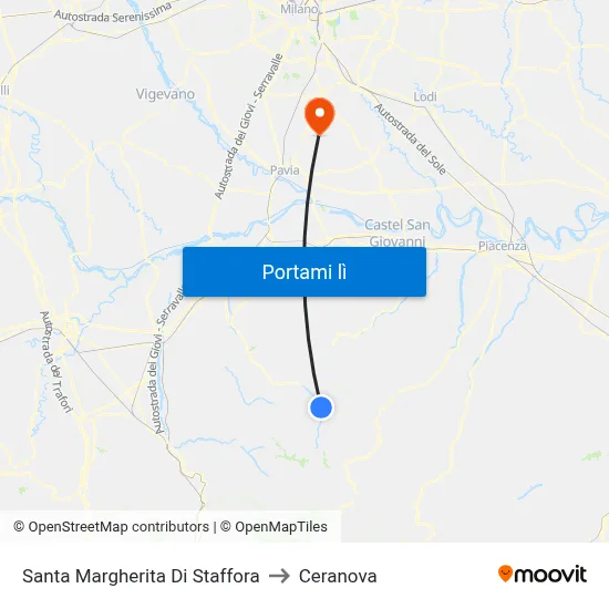 Santa Margherita Di Staffora to Ceranova map