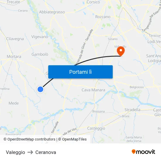 Valeggio to Ceranova map