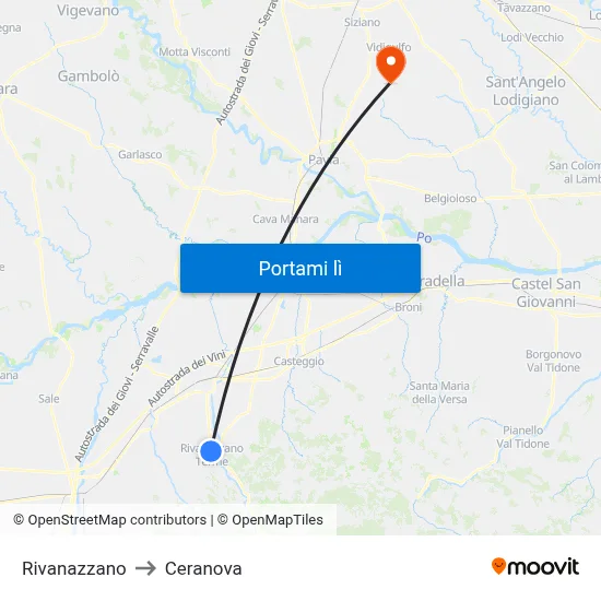 Rivanazzano to Ceranova map