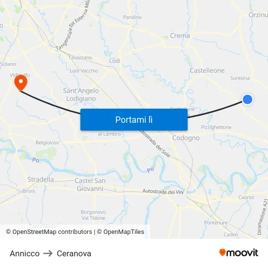 Annicco to Ceranova map