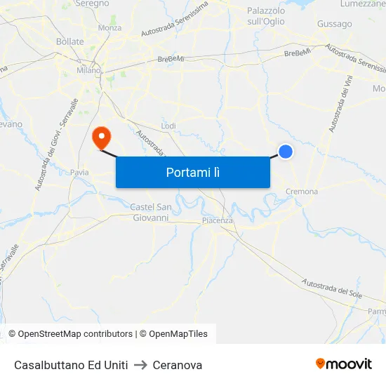 Casalbuttano Ed Uniti to Ceranova map