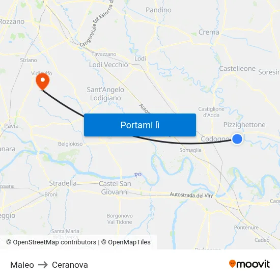 Maleo to Ceranova map