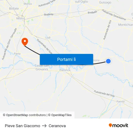 Pieve San Giacomo to Ceranova map