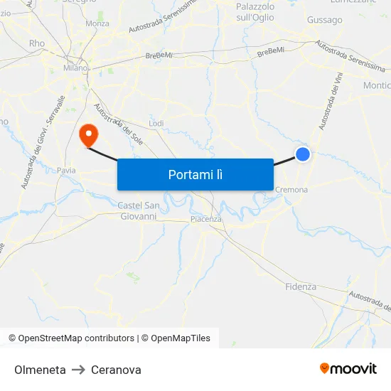 Olmeneta to Ceranova map