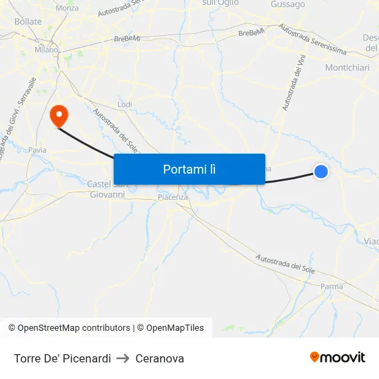 Torre De' Picenardi to Ceranova map