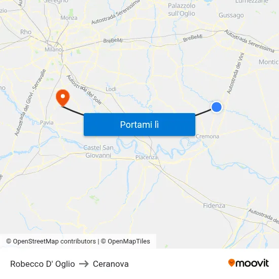 Robecco D' Oglio to Ceranova map