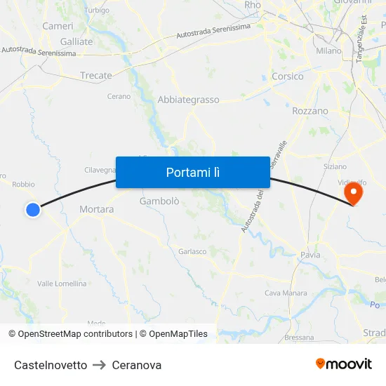 Castelnovetto to Ceranova map