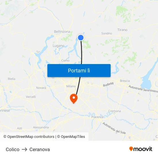 Colico to Ceranova map