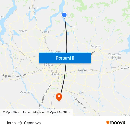 Lierna to Ceranova map
