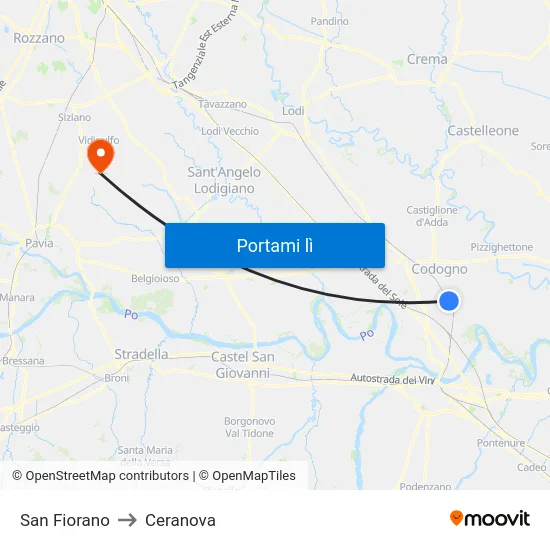 San Fiorano to Ceranova map