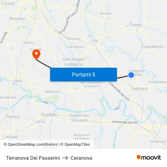 Terranova Dei Passerini to Ceranova map