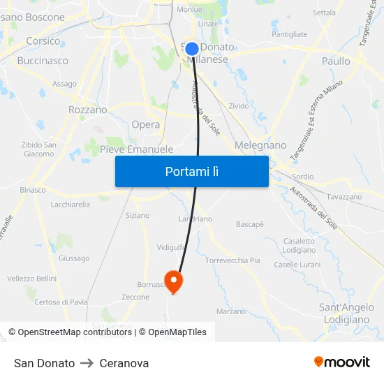 San Donato to Ceranova map