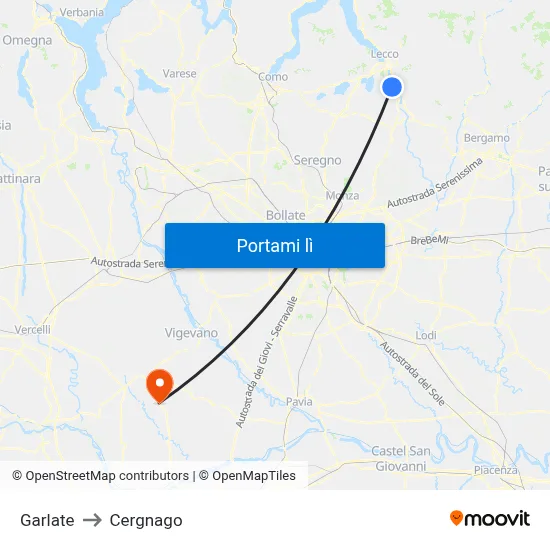 Garlate to Cergnago map