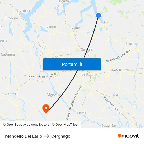 Mandello Del Lario to Cergnago map
